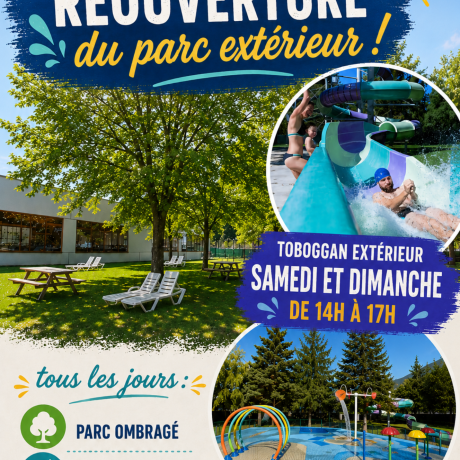 Ouverture parc extérieur, splashpad et toboggan en avant première