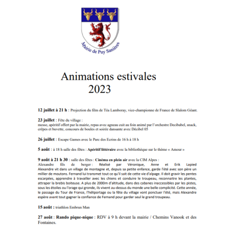 Animations estivales 2023