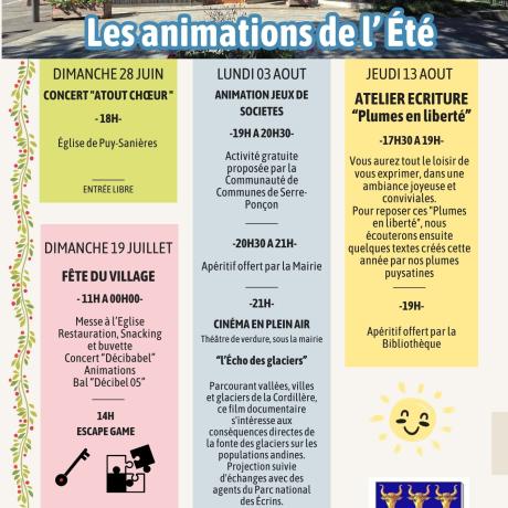 Programme des animations estivales de la commune