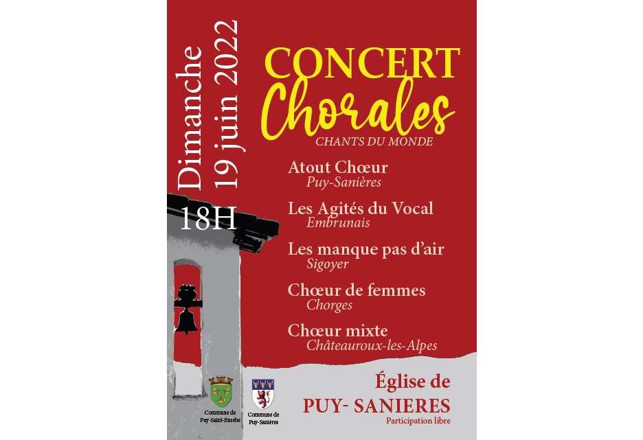 Affiche concert chorales 19 juin à Puy-Sanières