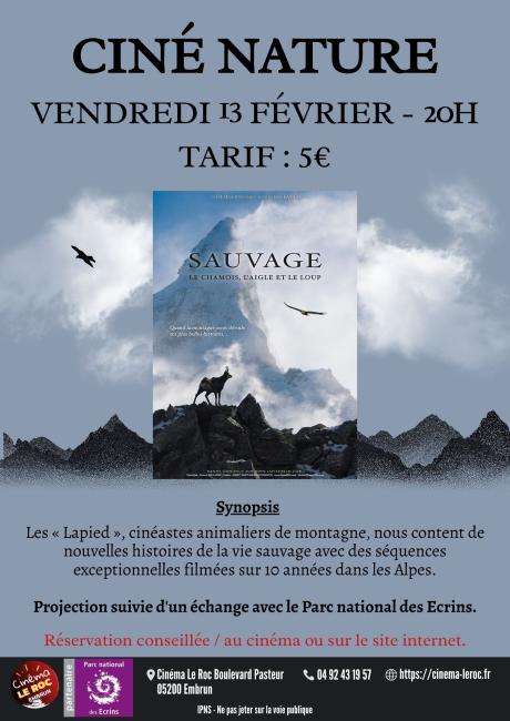 Flyer nature sauvage - cinéma Le Roc