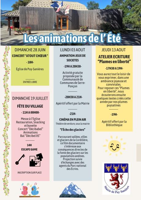 Programme des animations estivales de la commune
